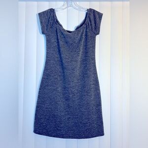 Gray Cap Sleeve Ribbed Dress